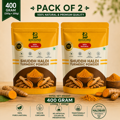 Bhoome Natural Haldi Powder – 400g (Pack of 2 x 200g)