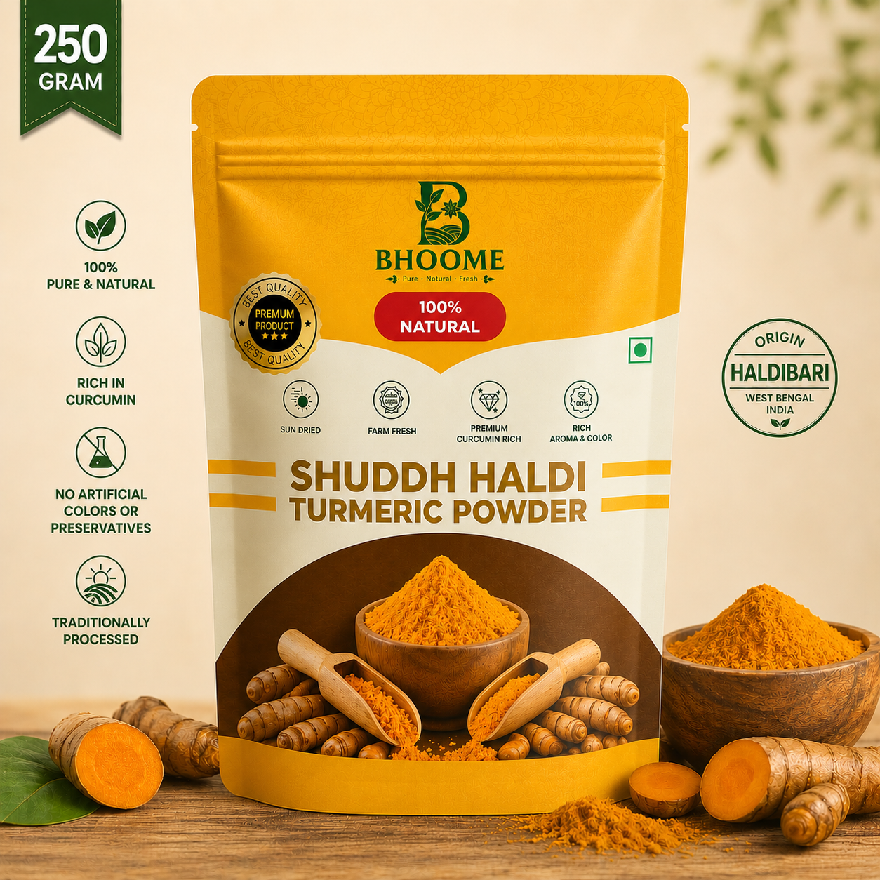 Bhoome Shuddh Haldi Powder – 250g