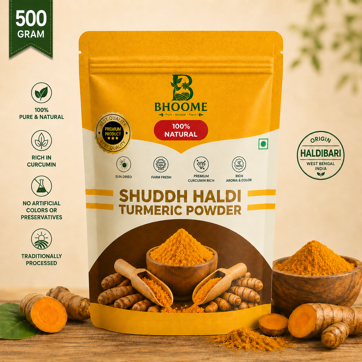 Bhoome Shuddh Haldi Powder – 500g